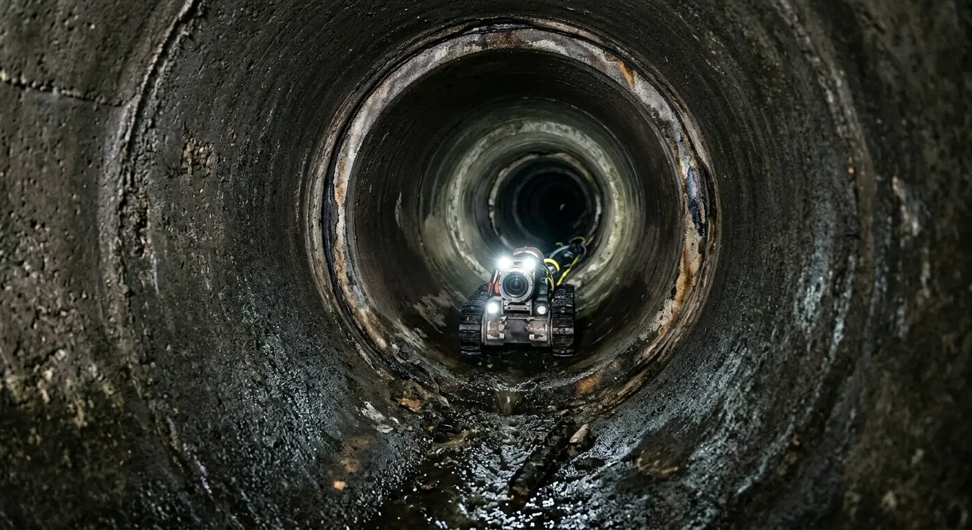 Robotic sewer camera inspecting pipe interior for Sewer Line Repair in Greensboro